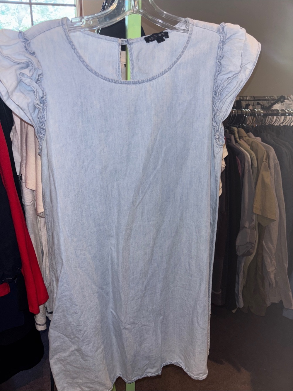 As U Wish Pale Blue Ruffle Sleeve Tunic